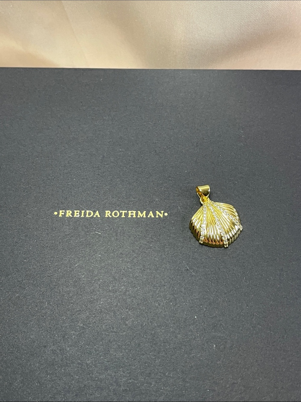 Freida Rothman Gold & Pave Shell Necklace Pendant - Picture 4 of 6
